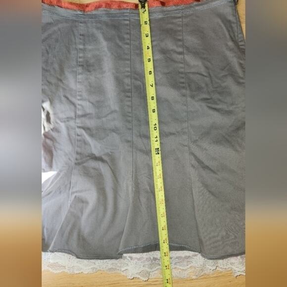Odd Molly Boho Grey Skirt Lace Bottom Stripes Ribbon Waist Size 2 - Picture 14 of 15